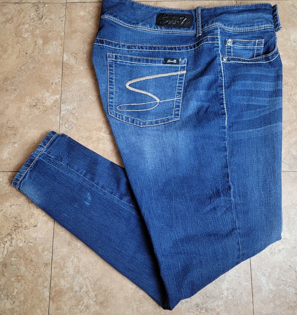 Plus Size 22 Women Denim Jeans Straight Legging Dark Bold Stitch Western Rodeo